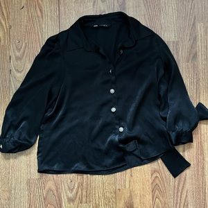 Zara Satin Effect shirt with tie collar